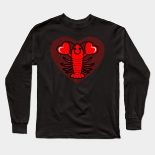 Lovester Funny Cute Kawaii Heart Shaped Lobster Long Sleeve T-Shirt